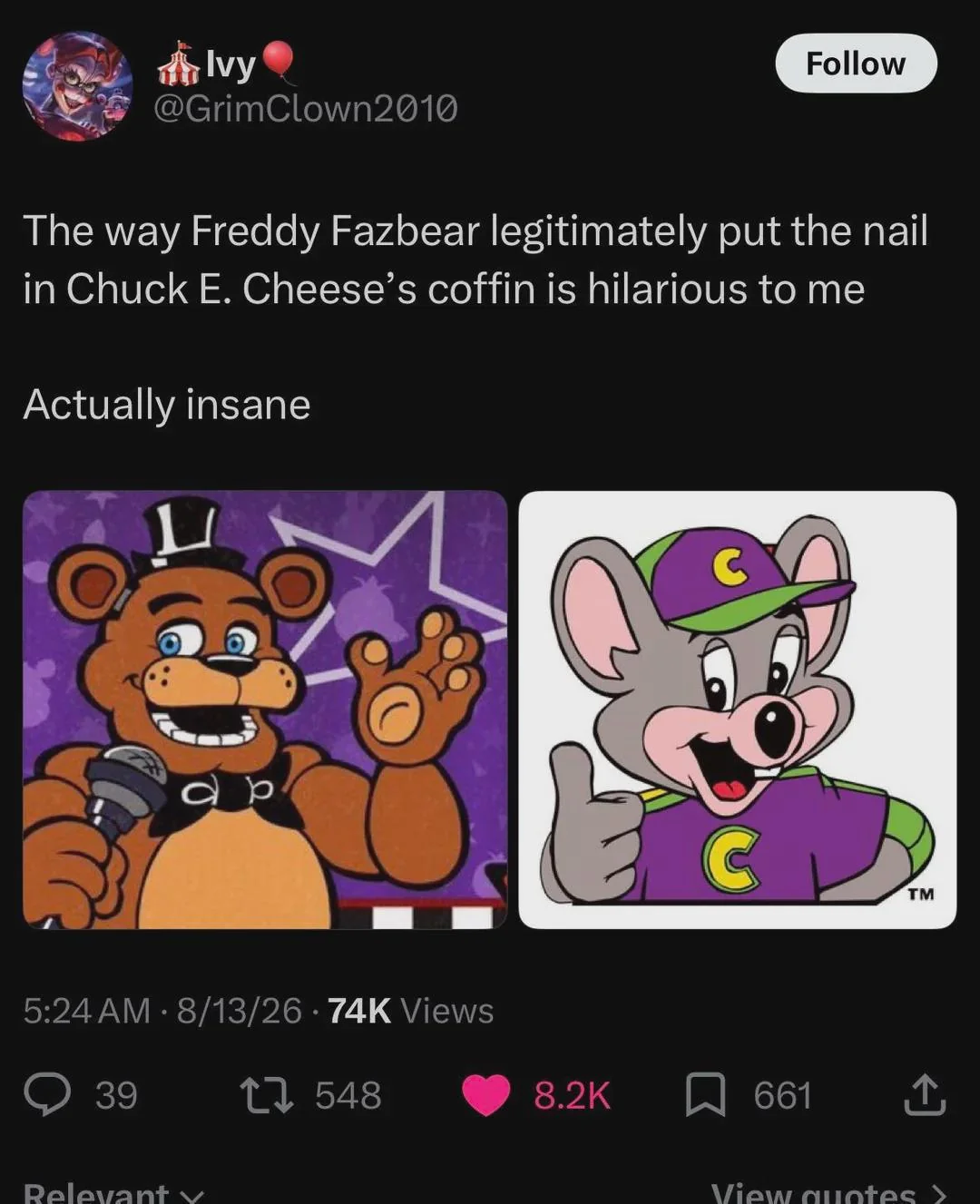 Image for Freddy Fazbear's Pizza Is Becoming Real. So What Happens to Chuck E. Cheese?